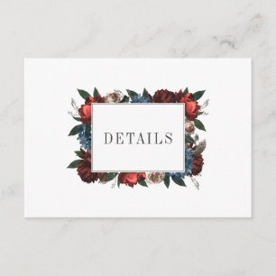Elegante Florale Rahmen Hochzeitsdetails Begleitkarte