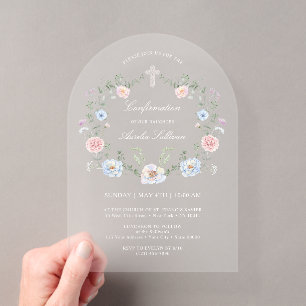 Elegante florale Rahmenbestätigung Acryleinladungen