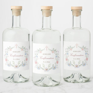 Elegante florale Rahmenbestätigung Alkoholflaschenetikett