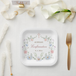 Elegante florale Rahmenbestätigung Pappteller