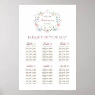 Elegante florale Rahmenbestätigungsdiagramme Poster