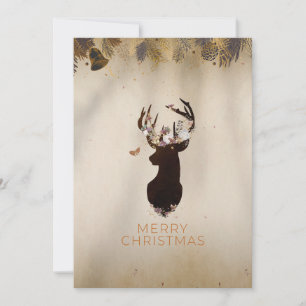 Elegante florale Rentier Frohe Weihnachten Kunst