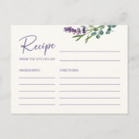 Elegante florale Rezept-Karte für die Brücke
