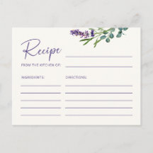 Elegante florale Rezept-Karte für die Brücke