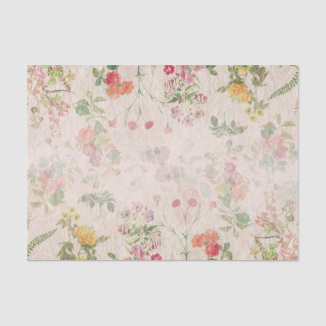 Elegante florale Romantische Rosa Hochzeit Wilde B Seidenpapier (Vorderseite)