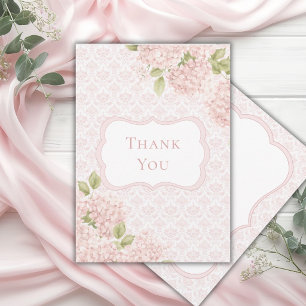 Elegante Florale Rosa Hydrangeen-Brautparty  Dankeskarte