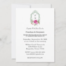 Elegante florale rosa Pfingstrosen-Monogramm-Hochz