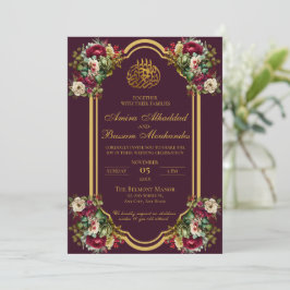 Elegante florale Rose Islamische Hochzeit Einladung