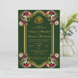 Elegante florale Rose Islamische Hochzeit Einladung