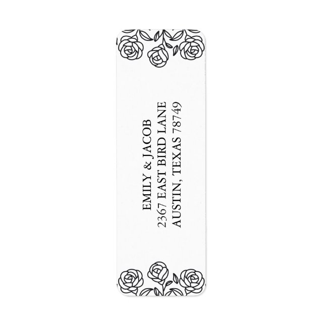 Elegante Florale Rose Schwarz & Weiß Minimalistisc (Vorne)