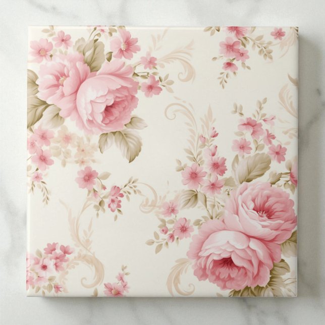 Elegante Florale Rosenblatt-Rosa Fliese (Von Creator hochgeladen)