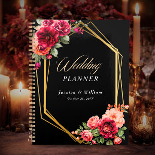Elegante florale rote schwarze stimmungsvolle roma planer