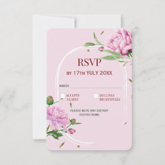 Elegante Florale RSVP-Karte in Softpink für die Ho RSVP Karte