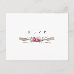 Elegante Florale Ruder Hochzeit RSVP Songwunsch Einladungspostkarte