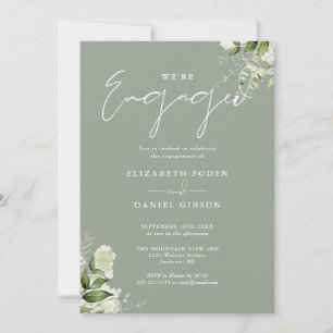 Elegante Florale Sage-Grün Verlobungsparty Einladung