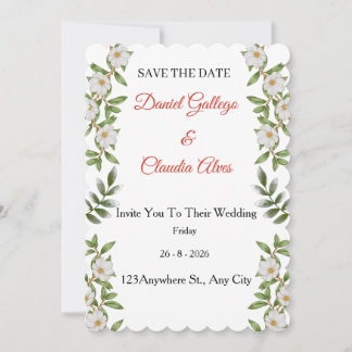 Elegante florale Save The Date-Hochzeitseinladung Ankündigung