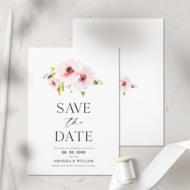 Elegante, florale Save the Date-Karte Ankündigung (Von Creator hochgeladen)