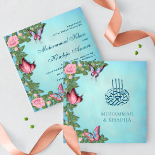 Elegante florale Schmetterlinge islamische muslimi Einladung