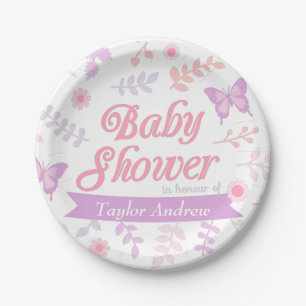 Elegante Florale Schmetterlings-Baby-Shower-Party- Pappteller