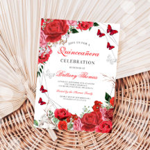 Elegante Florale Schmetterlings-Quinceañera-Einlad