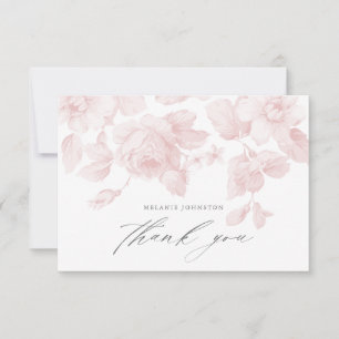 Elegante Florale Schrift Baby Shower in Rosa Dankeskarte