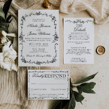 Elegante Florale Schwarz-Weiße Botanische Hochzeit