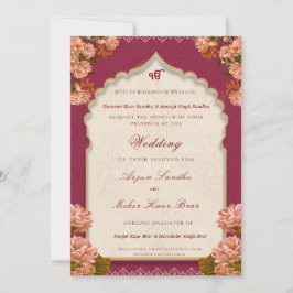 Elegante florale Sikh-Hochzeit | Punjabi-Hochzeit Einladung