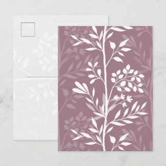 Elegante Florale Silhouette Rose Mauve Minimal Postkarte