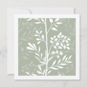 Elegante Florale Silhouette Salbeigrün Minimalisti Mitteilungskarte