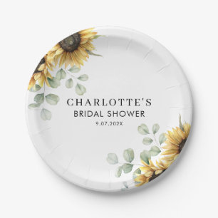 Elegante Florale Sonnenblumen-Brautparty Pappteller
