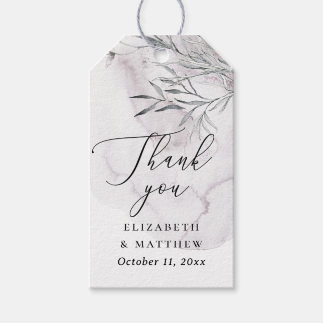 Elegante florale staubige lila Hochzeit danke Geschenkanhänger (Vorderseite)