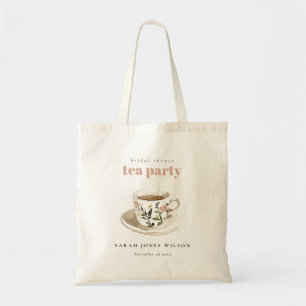 Elegante Florale Tasse Bridal Shower Tea Party  Tragetasche