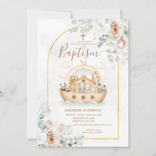 Elegante Florale Taufeinladung Noahs Arche Einladung