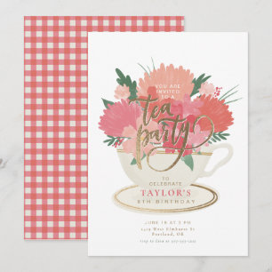 Elegante Florale Teetassen-Teeparty-Einladung Einladung