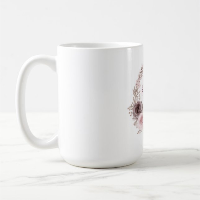 Elegante florale Typografie Klassische Tasse & Sti (Links)