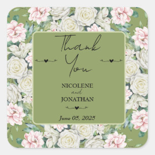 Elegante Florale Umarmung Hochzeit Quadratischer Aufkleber