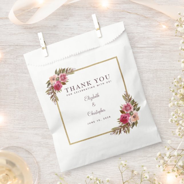 Elegante florale Vegetation Watercolor Chic Weddin Geschenktütchen (Ausgeschnitten)