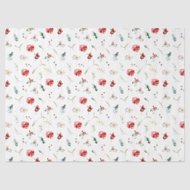 Elegante florale Vegetation Wintermuster Seidenpapier (Vorderseite)