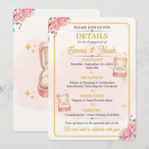 Elegante Florale Verlobungsfeier-Details-Karte