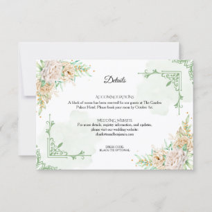 Elegante Florale Vintage-Hochzeits-Detailkarte Einladung