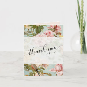 Elegante florale Vintage-Rosa-Schriftart-Dankeschö Dankeskarte
