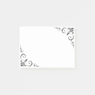 Elegante florale Vintage-Scroll-Rahmen in anpassba Post-it Klebezettel