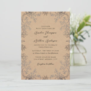 Elegante Florale Vintage-Spitze Hochzeit Einladung