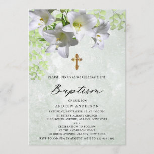 Elegante, florale Vintage Taufe Einladung