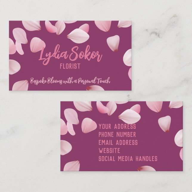 Elegante florale Visitenkarte für Florist (Vorne/Hinten)