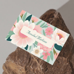 Elegante florale Visitenkarte mit QR Code DP7