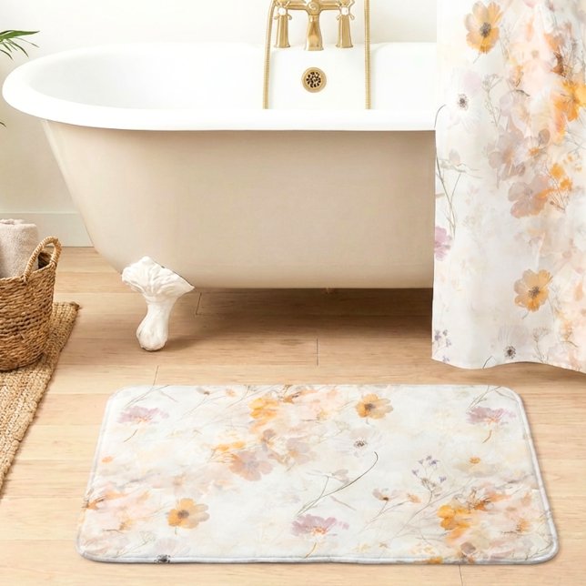 Elegante Florale Wasserfarbe Badematte (Von Creator hochgeladen)