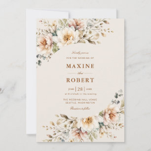 Elegante florale Wasserfarbe-Botanik-Hochzeit Einladung