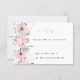 Elegante florale Wasserfarbe Dusty Blush Pink Hoch RSVP Karte
