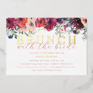 Elegante Florale Wasserfarben-Brunch-Hochzeitsdusc Folieneinladung